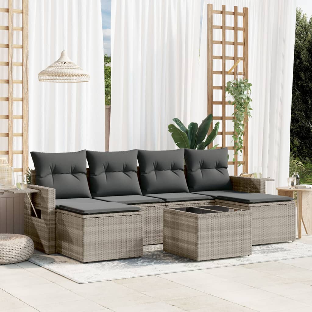 Set Mobilier De Grădină Cu Perne, 6 Piese, , Poliratan