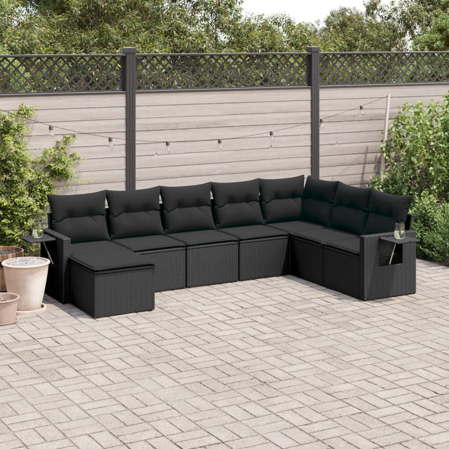 Set Mobilier De Grădină Cu Perne, 8 Piese, , Poliratan