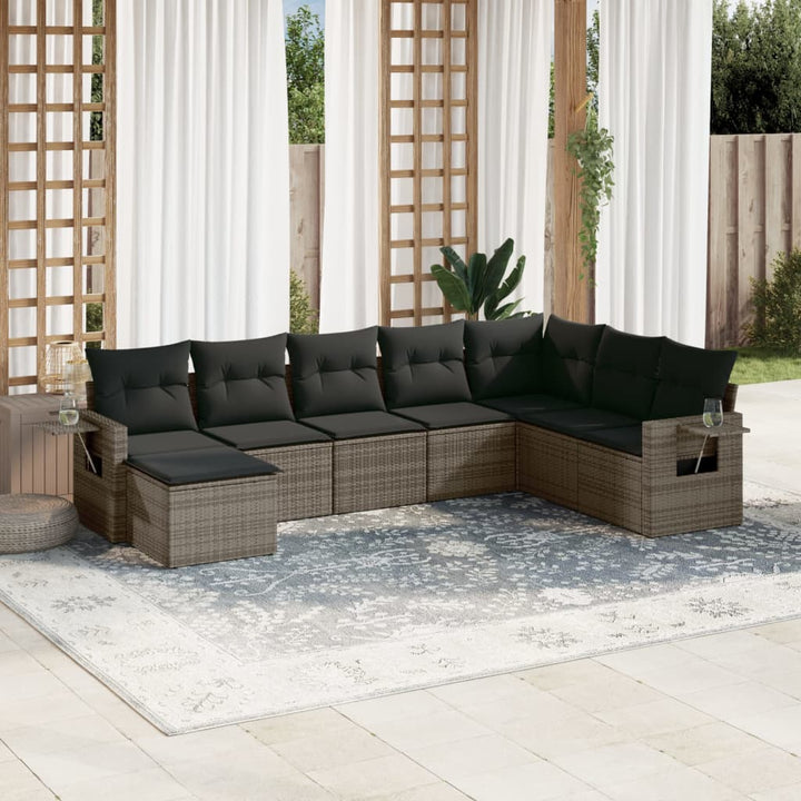 Set Mobilier De Grădină Cu Perne, 8 Piese, , Poliratan