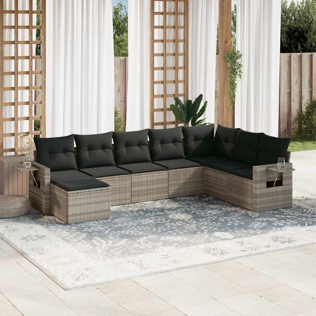 Set Mobilier De Grădină Cu Perne, 8 Piese, , Poliratan