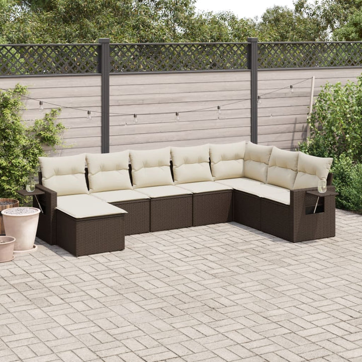 Set Mobilier De Grădină Cu Perne, 8 Piese, , Poliratan