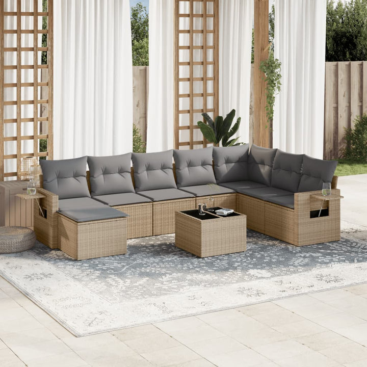 Set Mobilier De Grădină Cu Perne, 8 Piese, , Poliratan