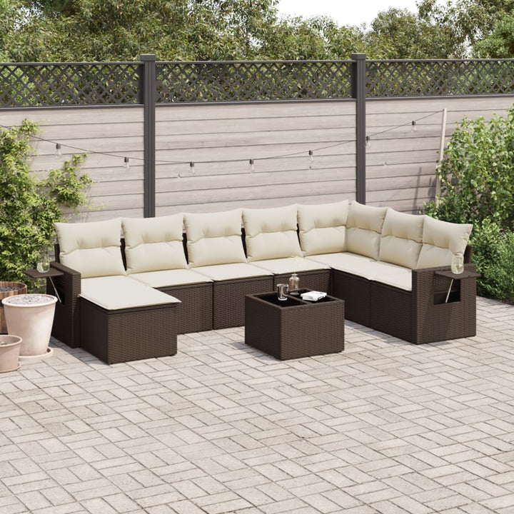 Set Mobilier De Grădină Cu Perne, 8 Piese, , Poliratan