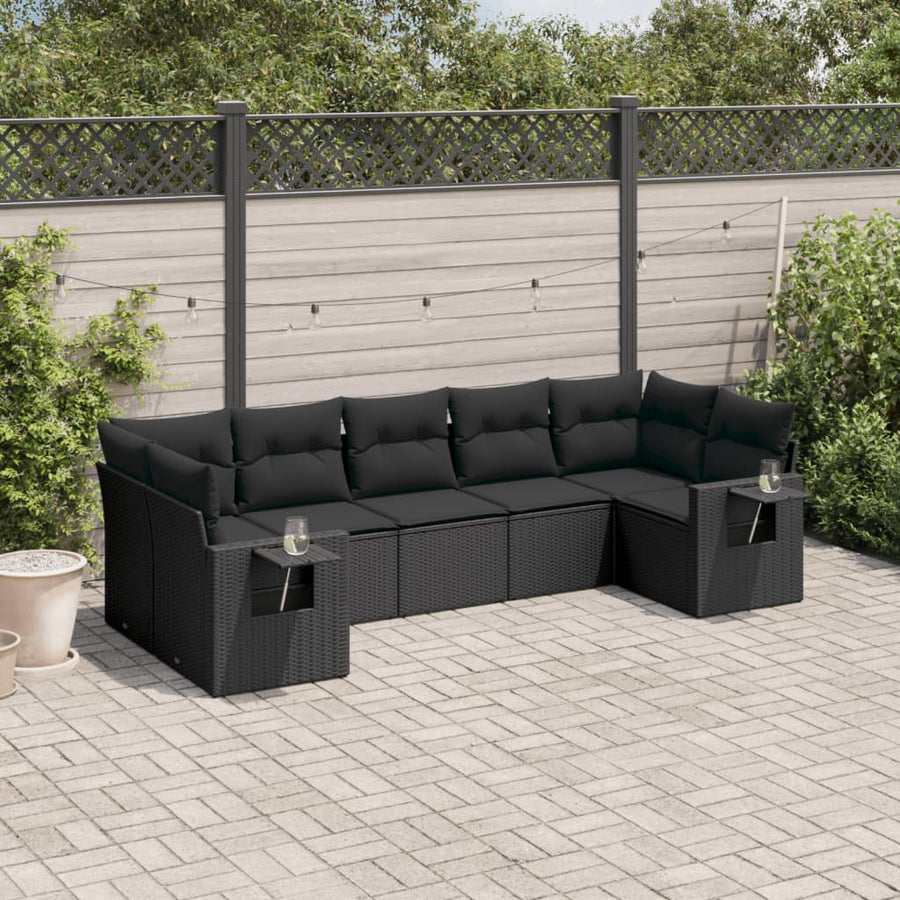 Set Canapele De Grădină Cu Perne, 7 Piese, , Poliratan