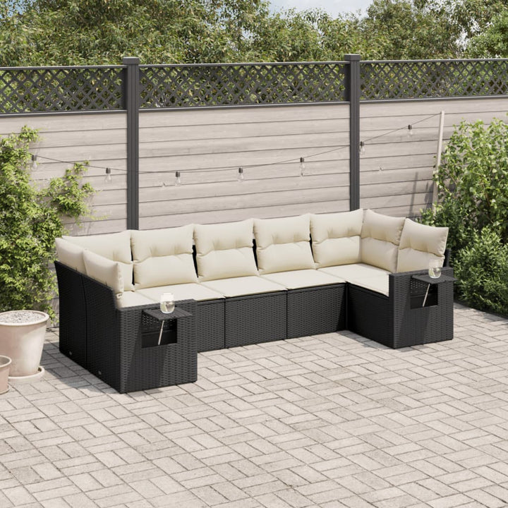 Set Canapele De Grădină Cu Perne, 7 Piese, , Poliratan