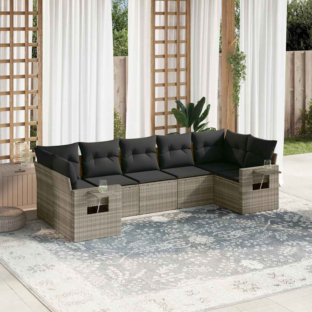 Set Canapele De Grădină Cu Perne, 7 Piese, , Poliratan