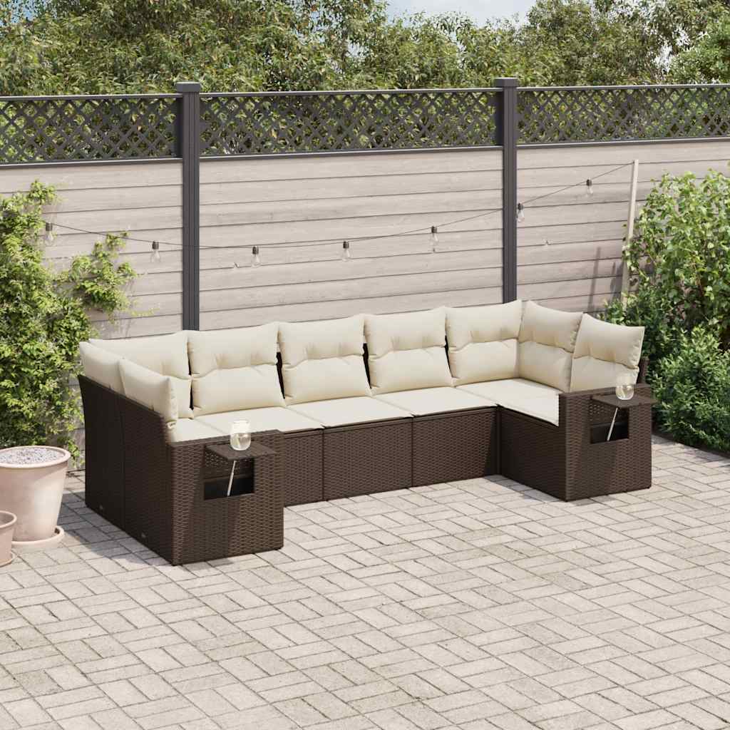 Set Canapele De Grădină Cu Perne, 7 Piese, , Poliratan
