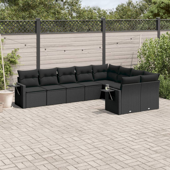 Set Canapele De Grădină, 9 Piese, Cu Perne, Bej, Poliratan