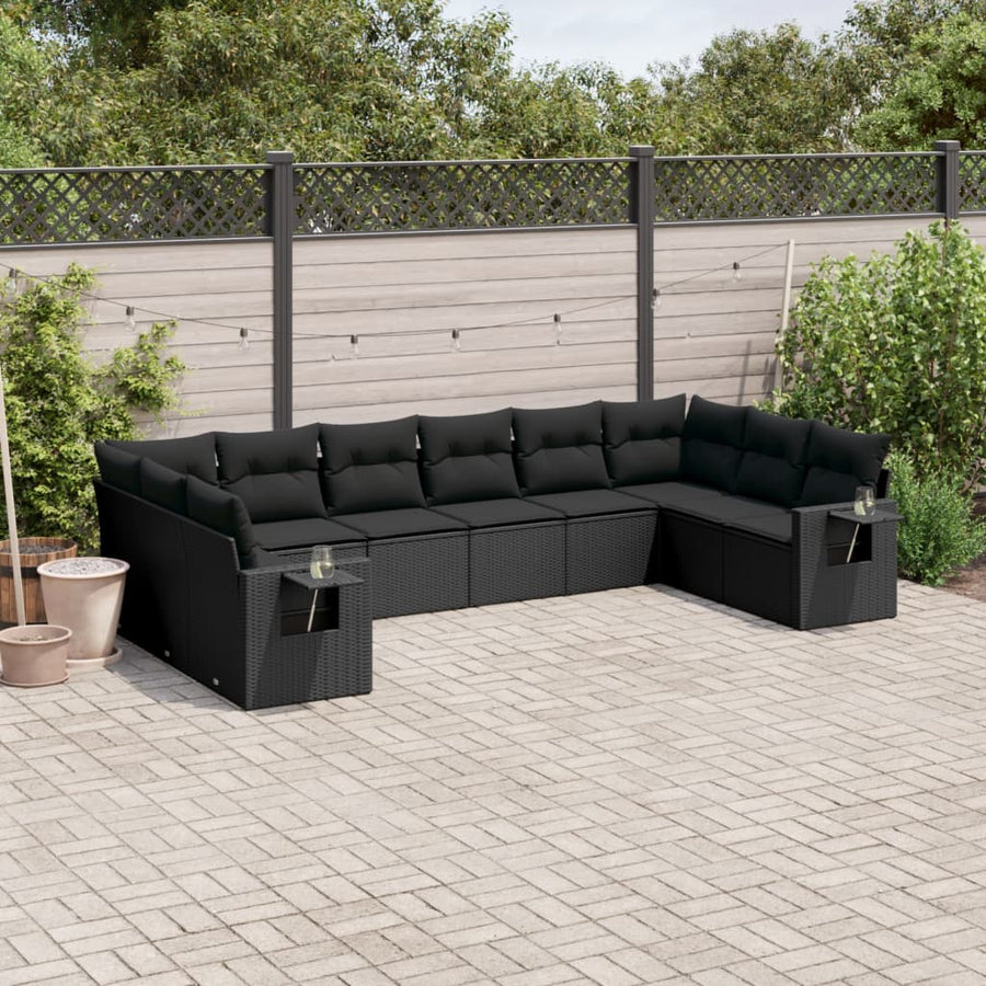 Set Canapele De Grădină Cu Perne, 10 Piese, , Poliratan