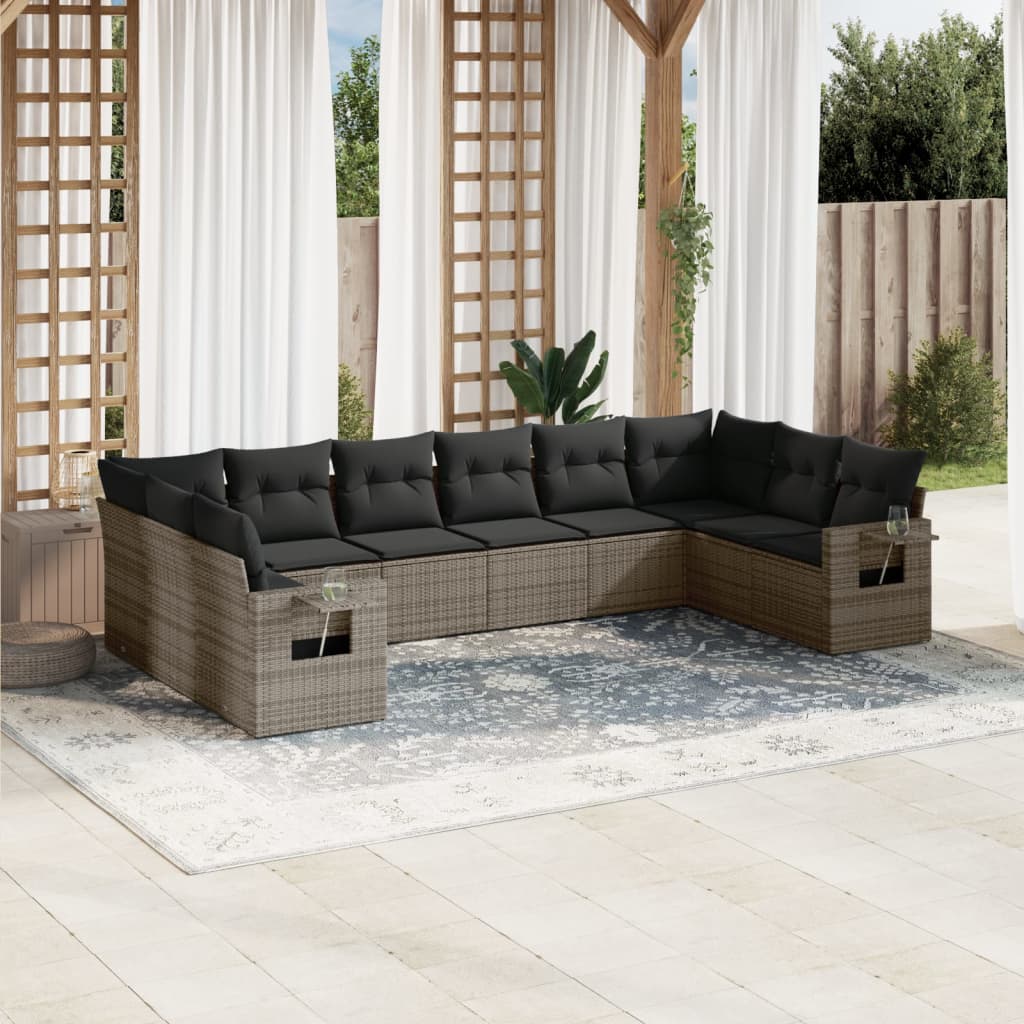 Set Canapele De Grădină Cu Perne, 10 Piese, , Poliratan