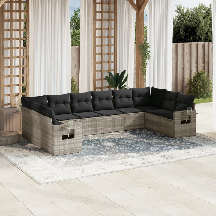 Set Canapele De Grădină Cu Perne, 10 Piese, , Poliratan