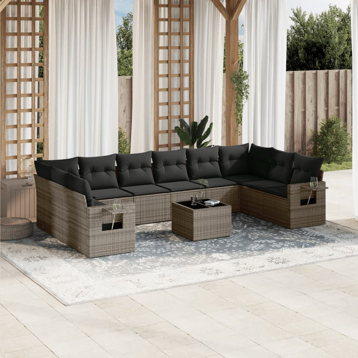 Set Canapele De Grădină Cu Perne, 10 Piese, , Poliratan