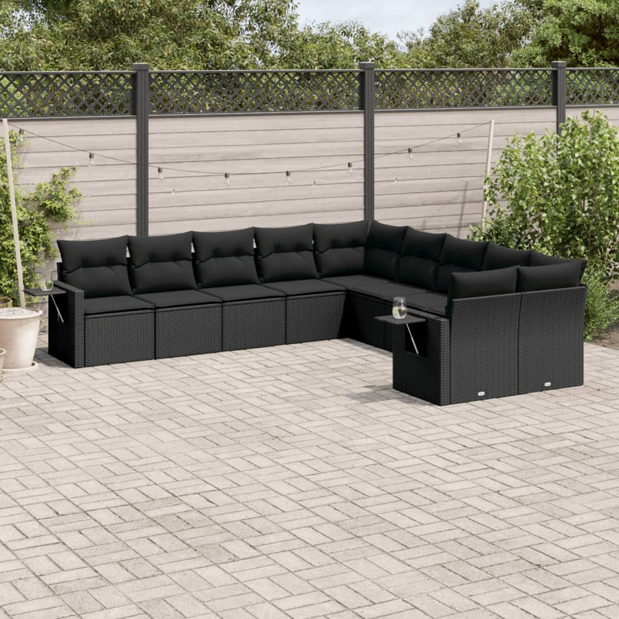 Set Canapele De Grădină Cu Perne, 10 Piese, , Poliratan