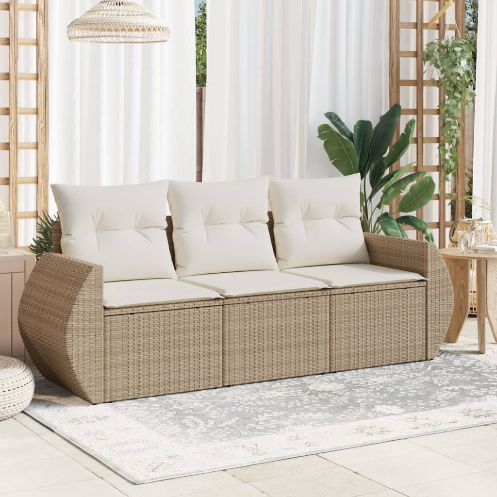 Set Mobilier De Grădină Cu Perne, 3 Piese, , Poliratan