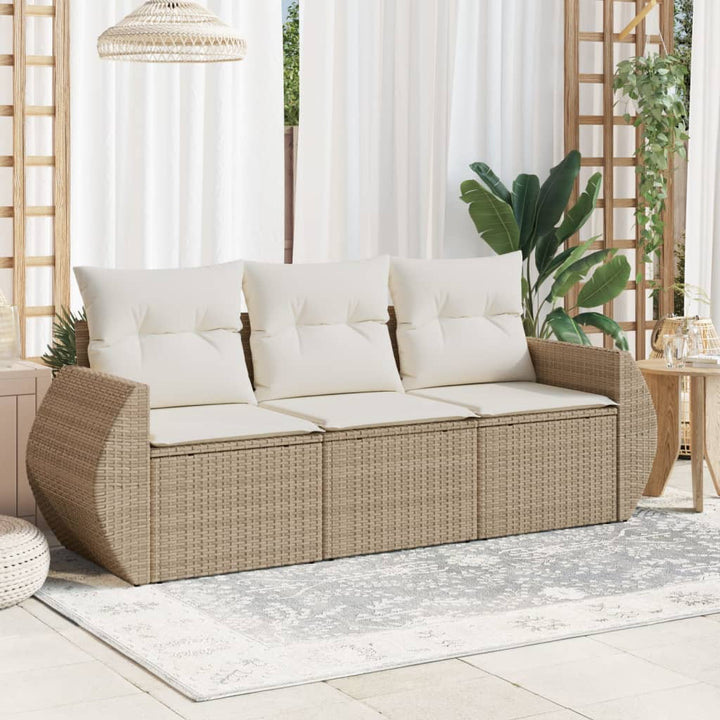 Set Mobilier De Grădină Cu Perne, 3 Piese, , Poliratan