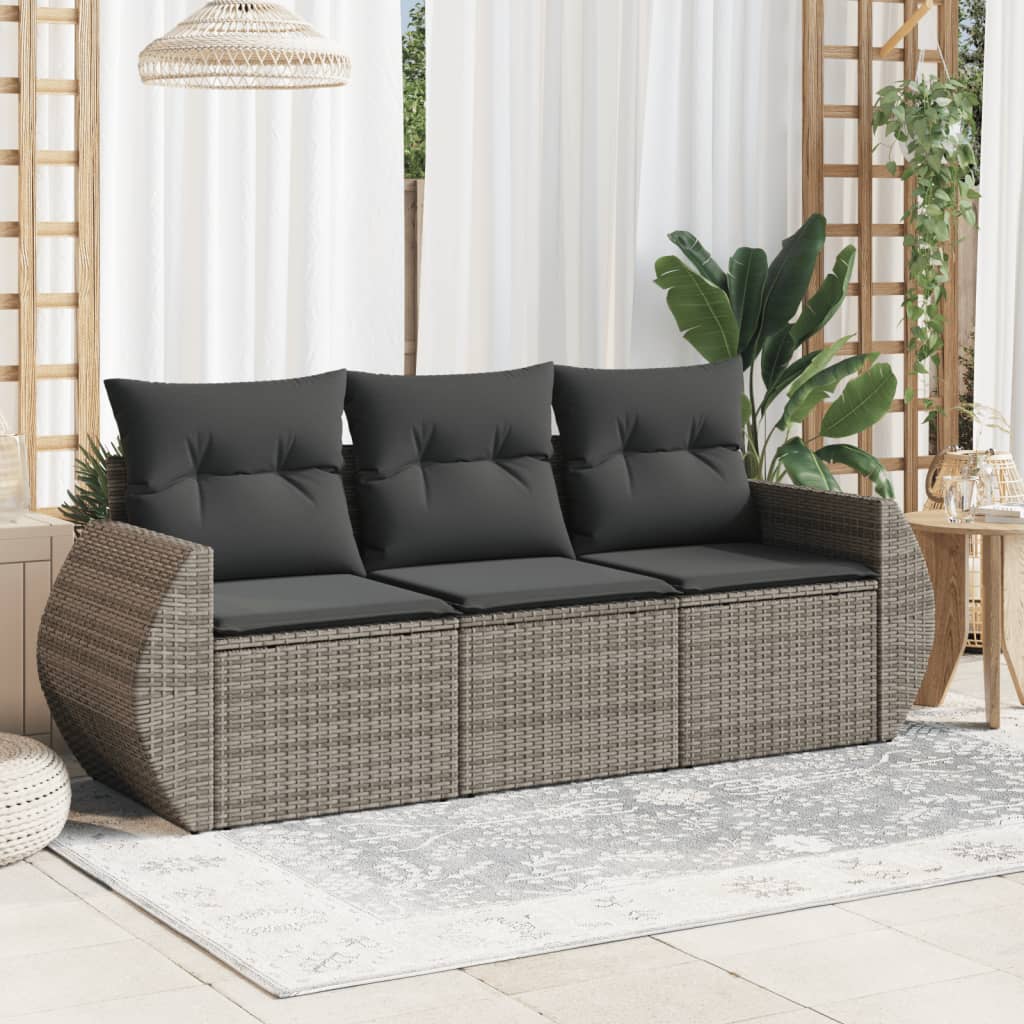 Set Mobilier De Grădină Cu Perne, 3 Piese, , Poliratan