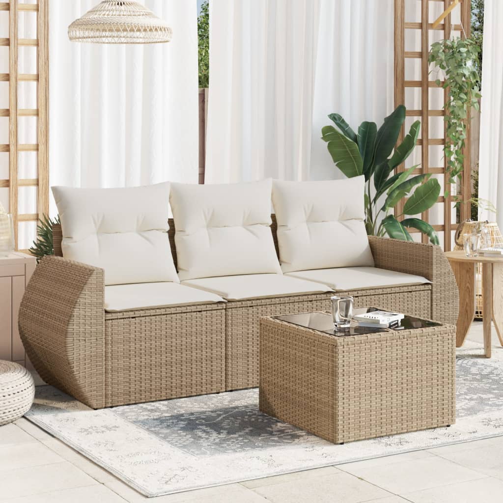 Set Mobilier De Grădină Cu Perne, 3 Piese, , Poliratan
