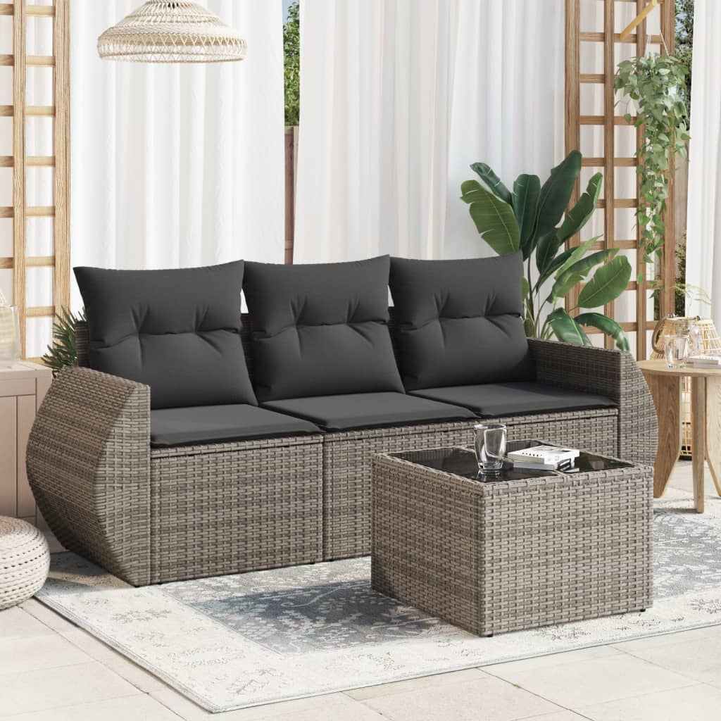 Set Mobilier De Grădină Cu Perne, 3 Piese, , Poliratan