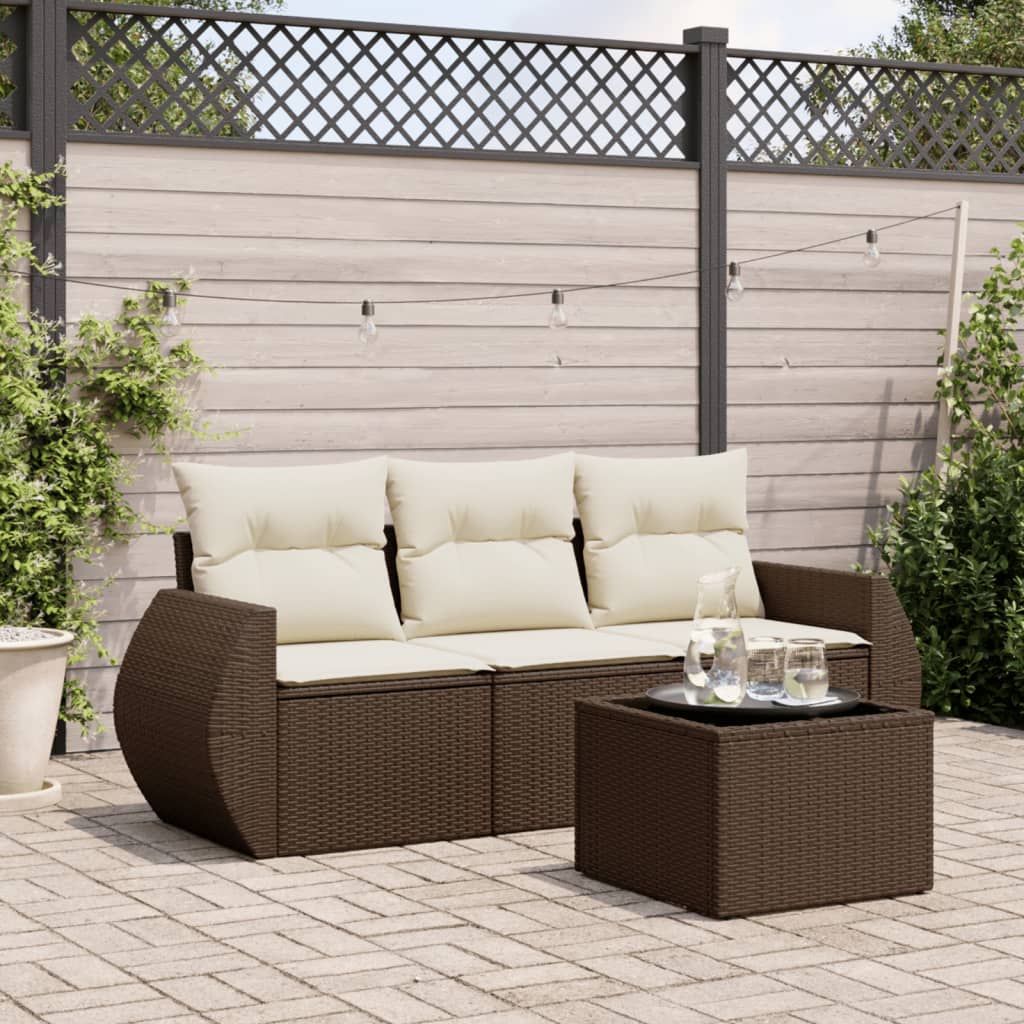 Set Mobilier De Grădină Cu Perne, 3 Piese, , Poliratan