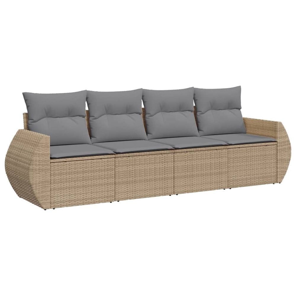 Set Canapele De Grădină, 4 Piese, Cu Perne, Bej, Poliratan