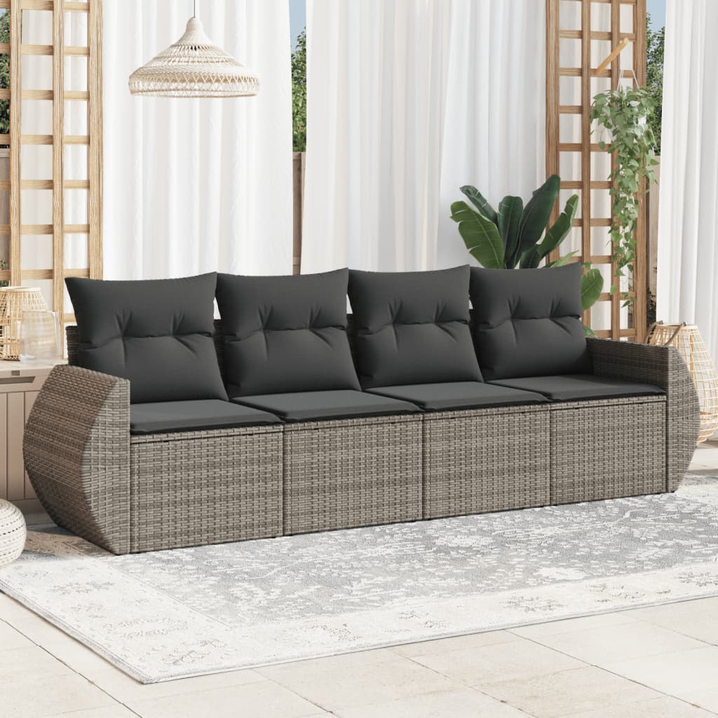 Set Canapele De Grădină, 4 Piese, Cu Perne, Bej, Poliratan