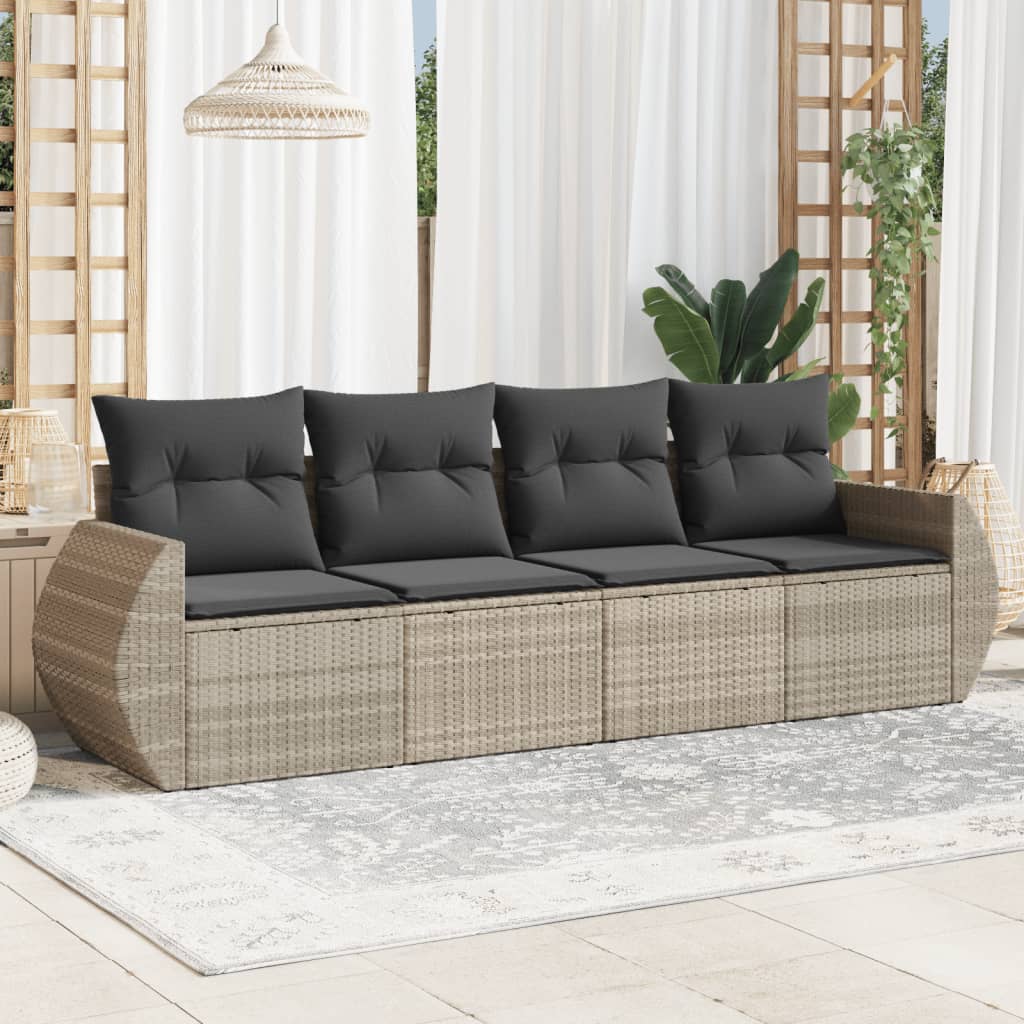 Set Canapele De Grădină, 4 Piese, Cu Perne, Bej, Poliratan