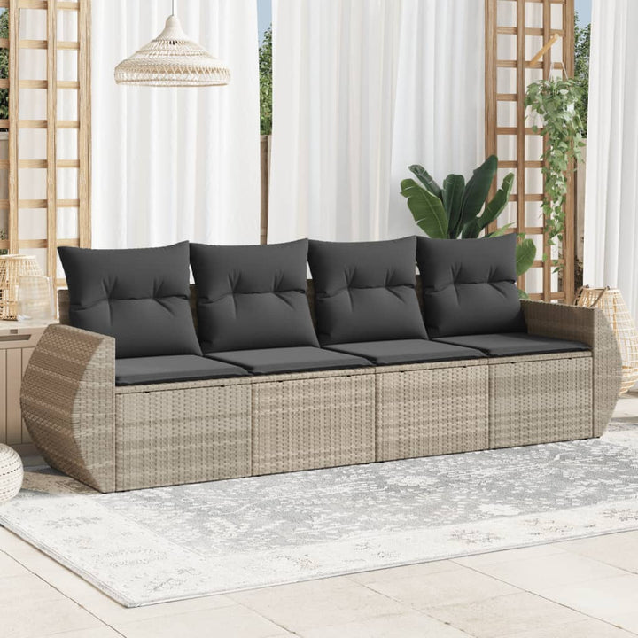 Set Canapele De Grădină, 4 Piese, Cu Perne, Bej, Poliratan