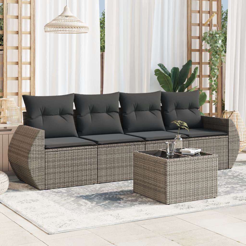 Set Canapele De Grădină, 4 Piese, Cu Perne, Bej, Poliratan