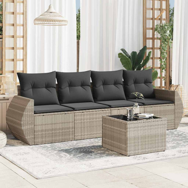 Set Canapele De Grădină, 4 Piese, Cu Perne, Bej, Poliratan
