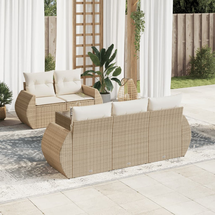 Set Mobilier De Grădină Cu Perne, 6 Piese, , Poliratan