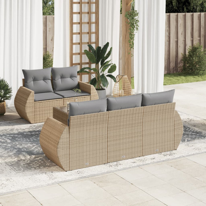 Set Mobilier De Grădină Cu Perne, 6 Piese, , Poliratan