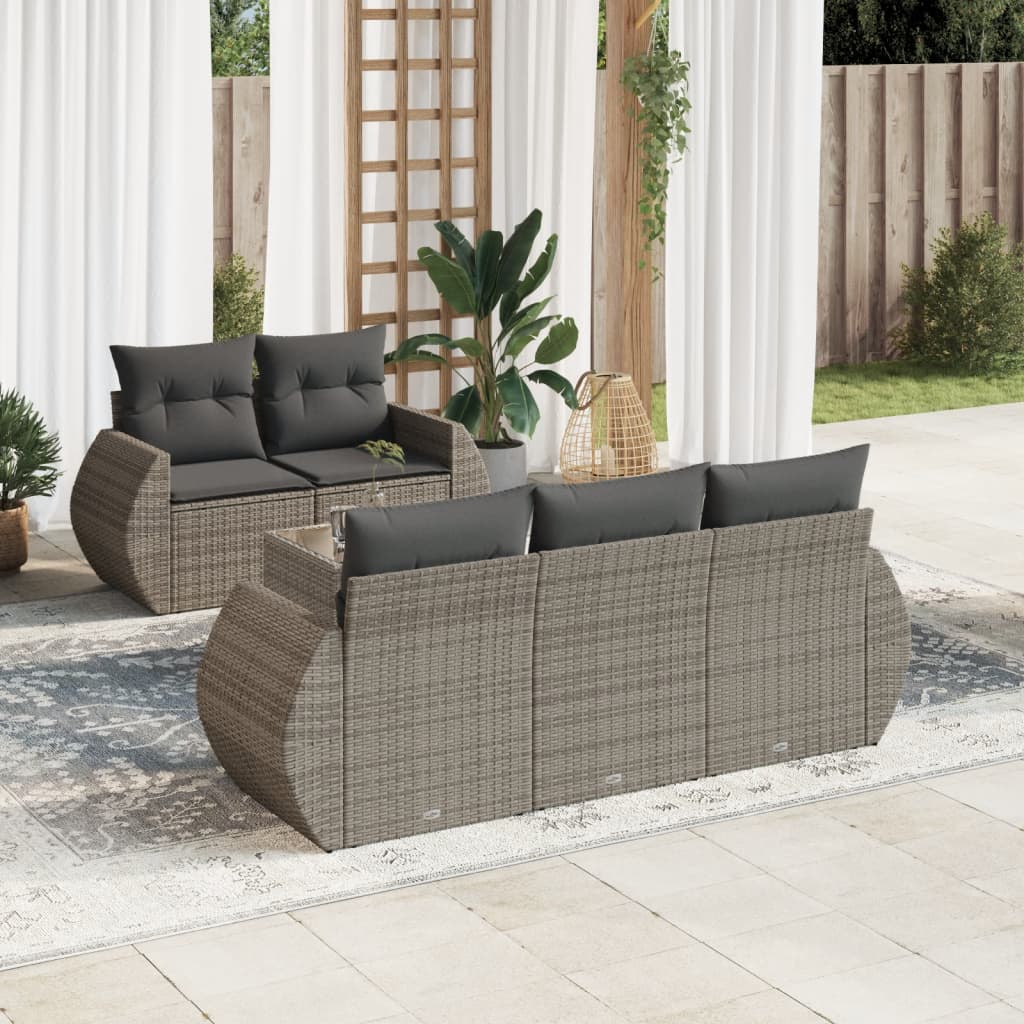 Set Mobilier De Grădină Cu Perne, 6 Piese, , Poliratan
