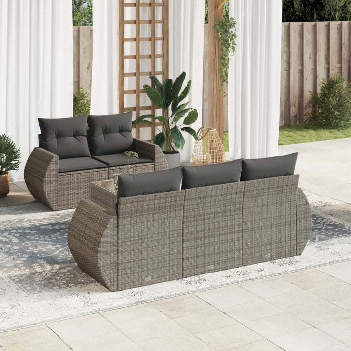 Set Mobilier De Grădină Cu Perne, 6 Piese, , Poliratan