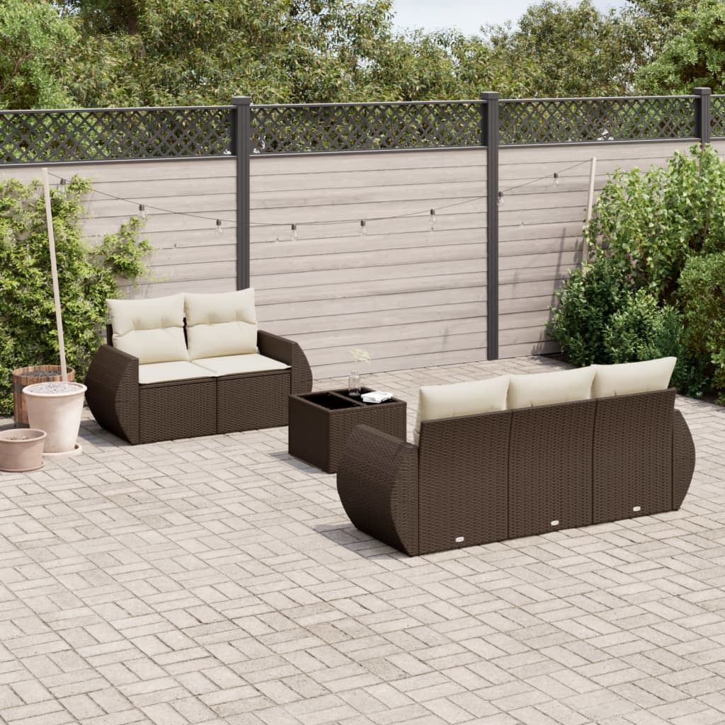 Set Mobilier De Grădină Cu Perne, 6 Piese, , Poliratan