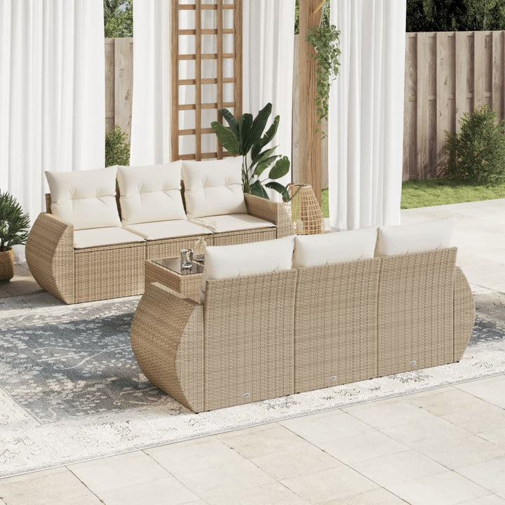 Set Canapele De Grădină Cu Perne, 7 Piese, , Poliratan