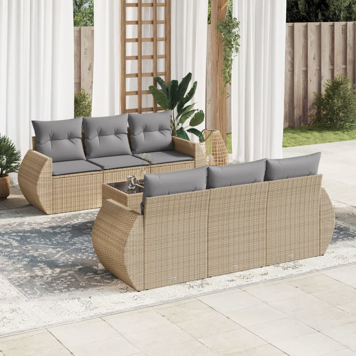 Set Canapele De Grădină Cu Perne, 7 Piese, , Poliratan