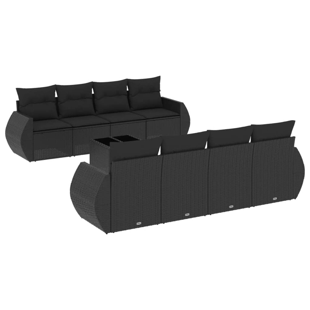 Set Mobilier De Grădină Cu Perne, 9 Piese, , Poliratan