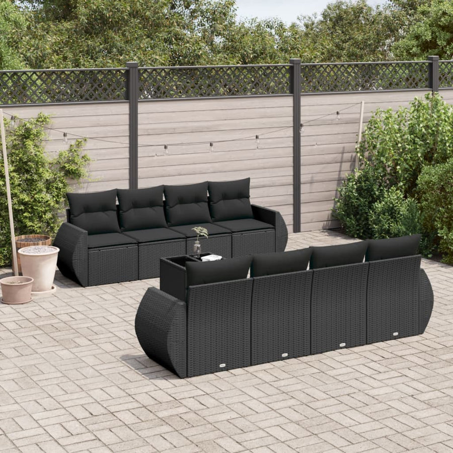 Set Mobilier De Grădină Cu Perne, 9 Piese, , Poliratan