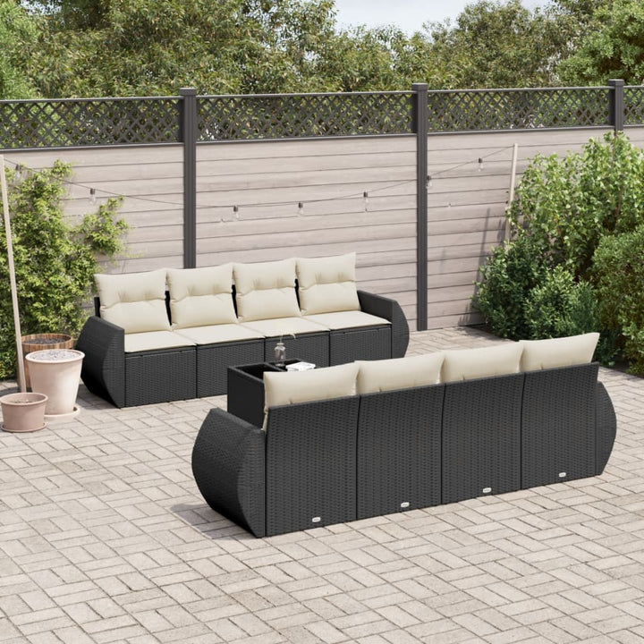 Set Mobilier De Grădină Cu Perne, 9 Piese, , Poliratan