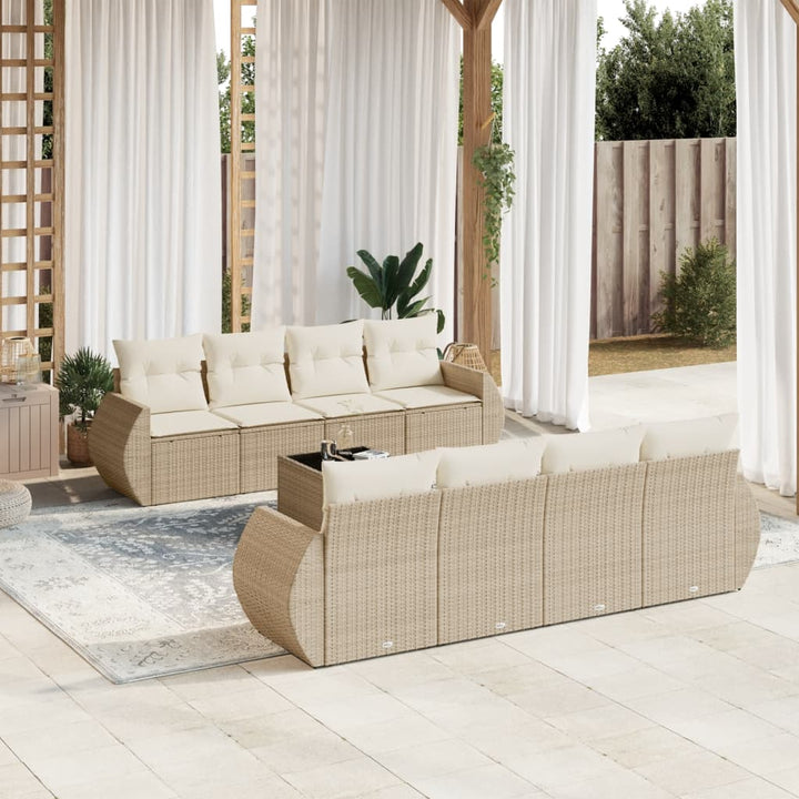 Set Mobilier De Grădină Cu Perne, 9 Piese, , Poliratan