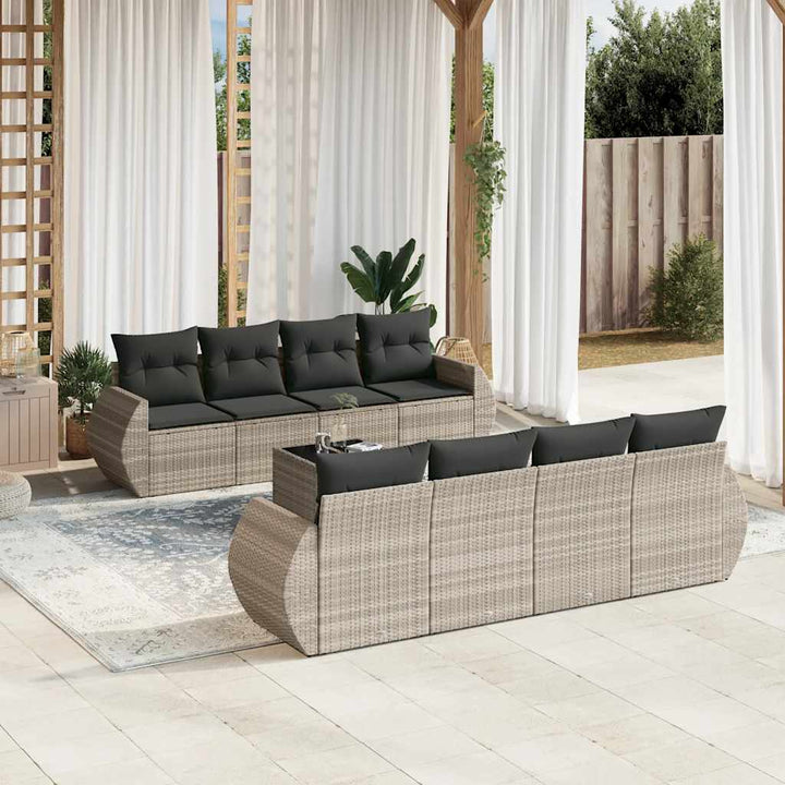 Set Mobilier De Grădină Cu Perne, 9 Piese, , Poliratan