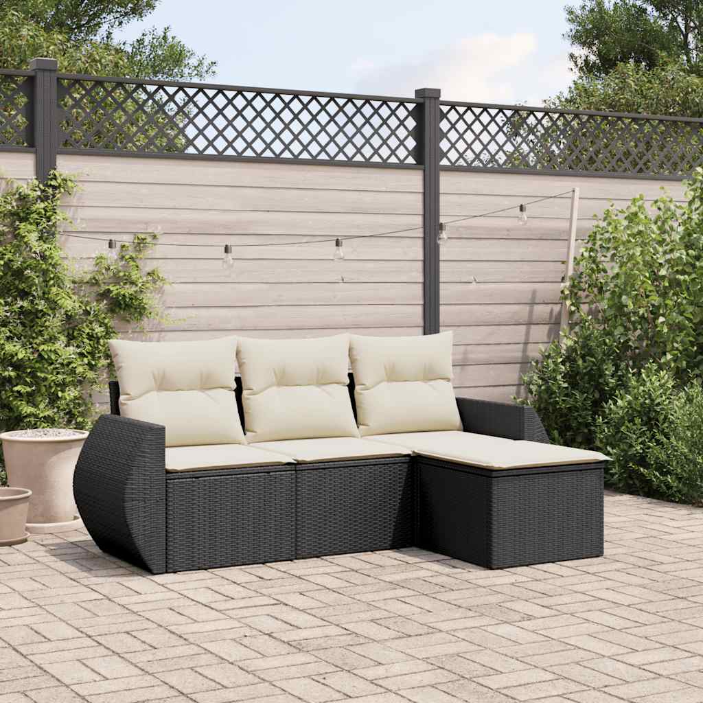 Set Mobilier De Grădină Cu Perne, 4 Piese, , Poliratan
