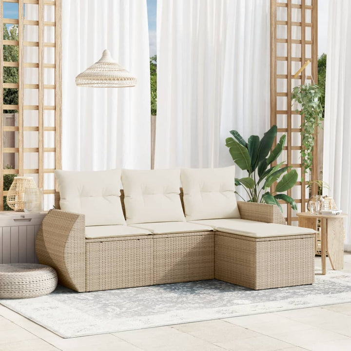 Set Mobilier De Grădină Cu Perne, 4 Piese, , Poliratan