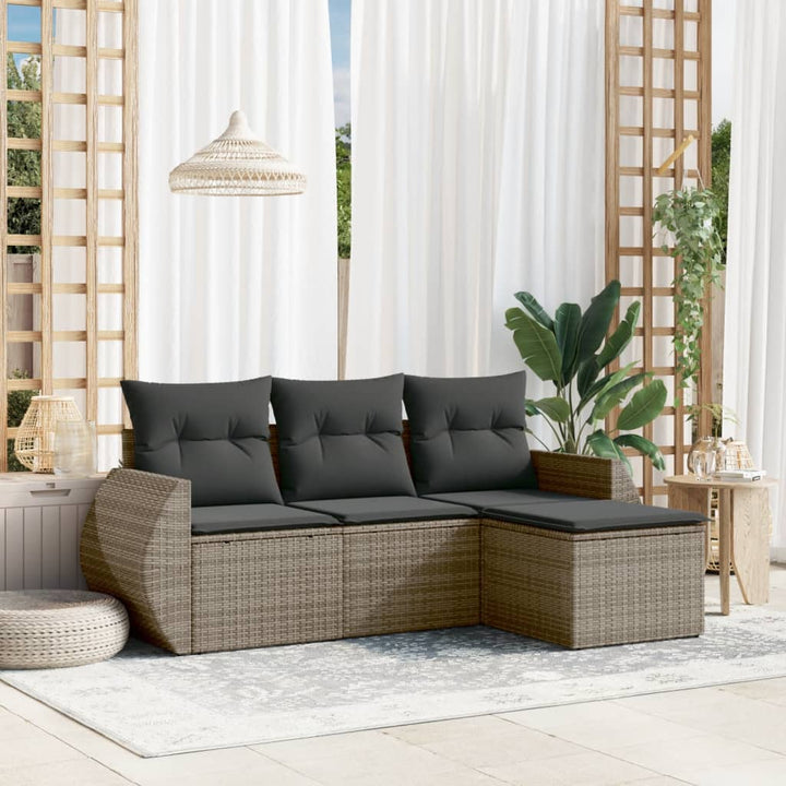 Set Mobilier De Grădină Cu Perne, 4 Piese, , Poliratan