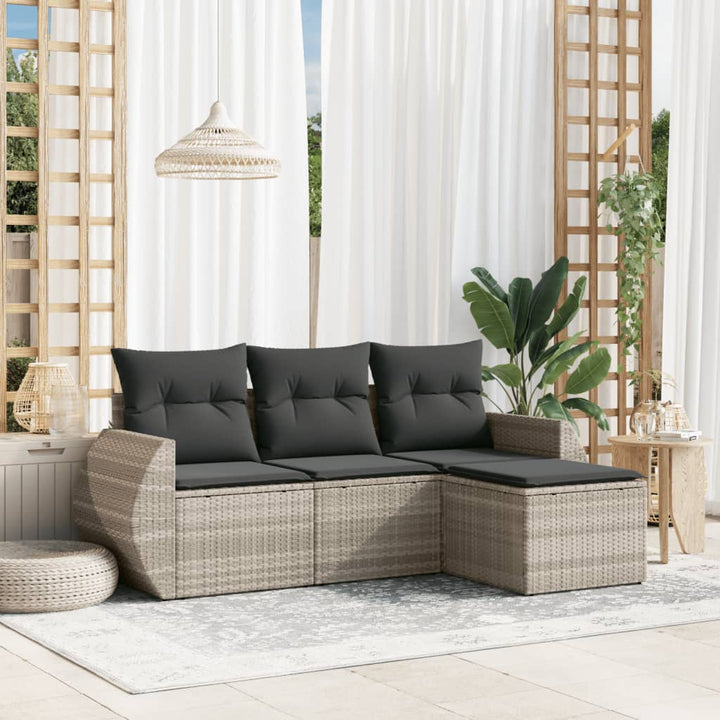 Set Mobilier De Grădină Cu Perne, 4 Piese, , Poliratan