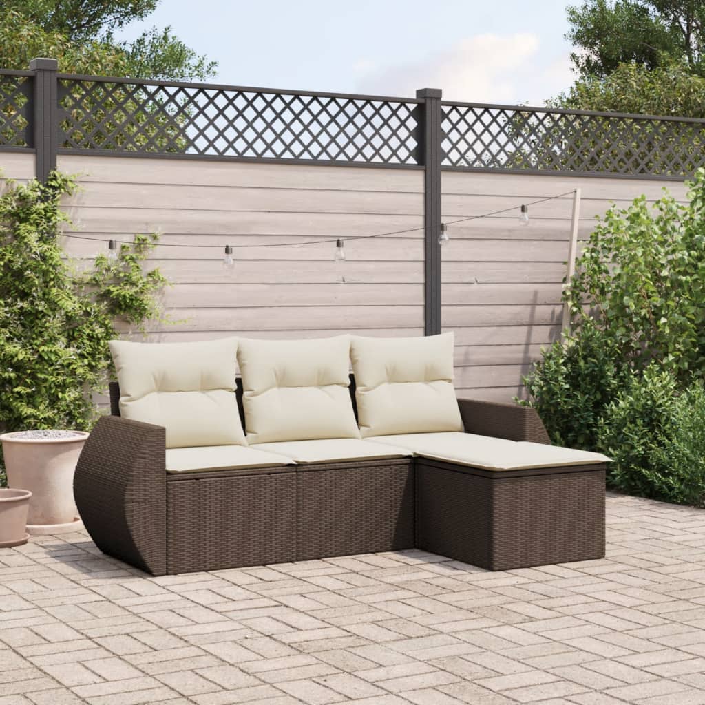 Set Mobilier De Grădină Cu Perne, 4 Piese, , Poliratan