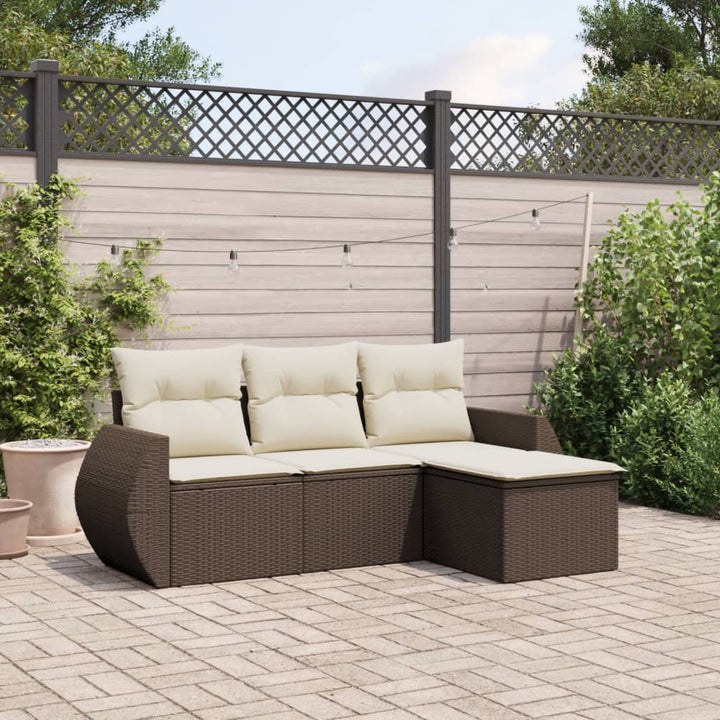 Set Mobilier De Grădină Cu Perne, 4 Piese, , Poliratan