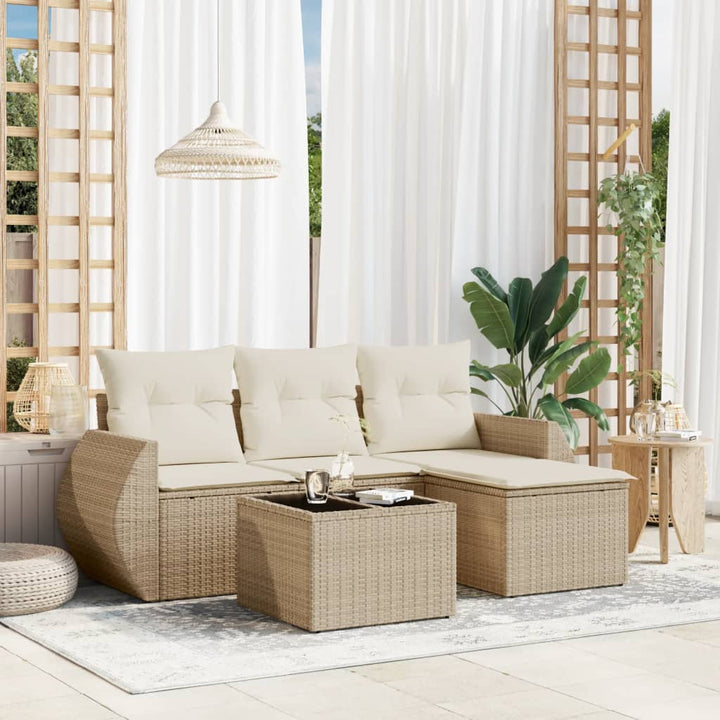 Set Mobilier De Grădină Cu Perne, 4 Piese, , Poliratan