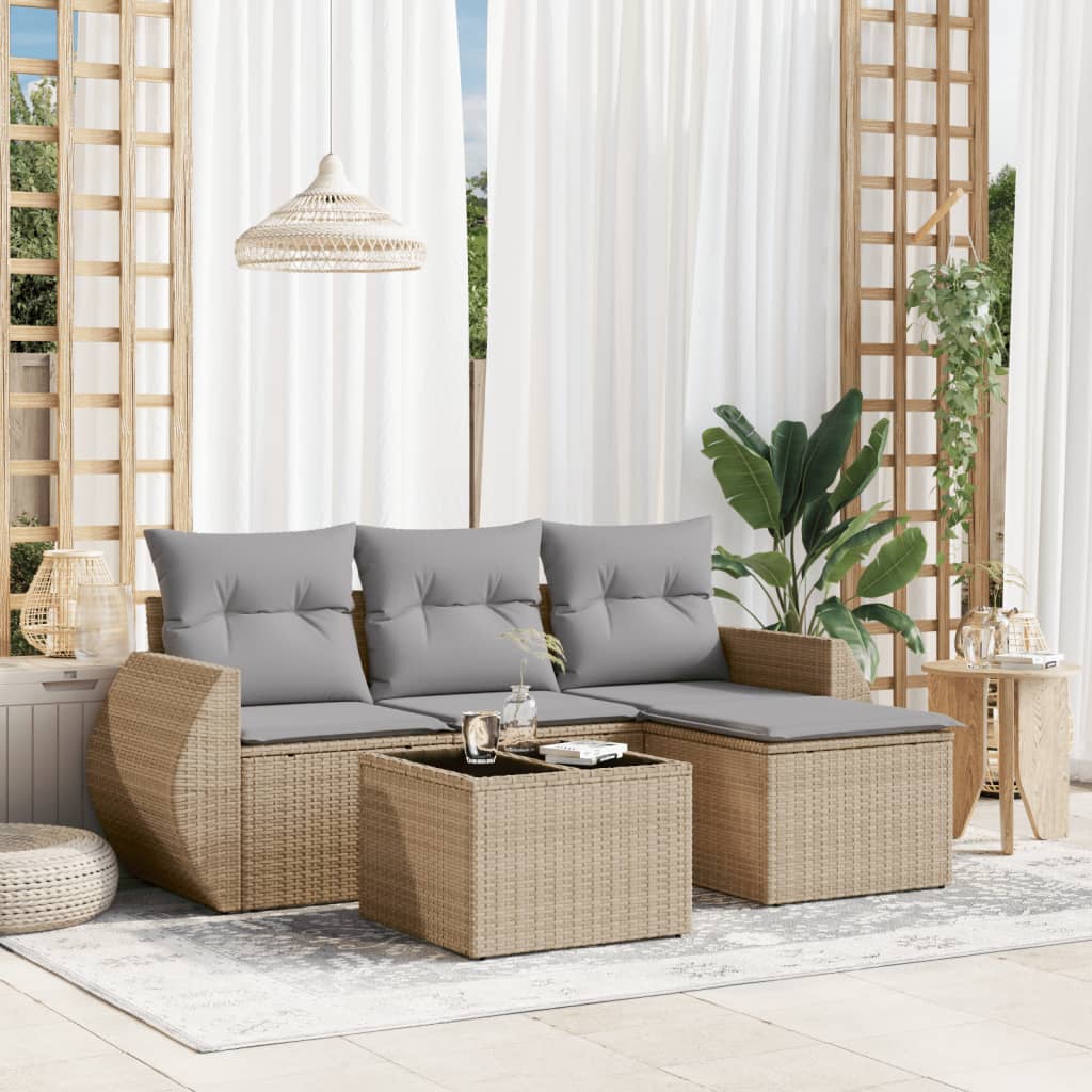 Set Mobilier De Grădină Cu Perne, 4 Piese, , Poliratan