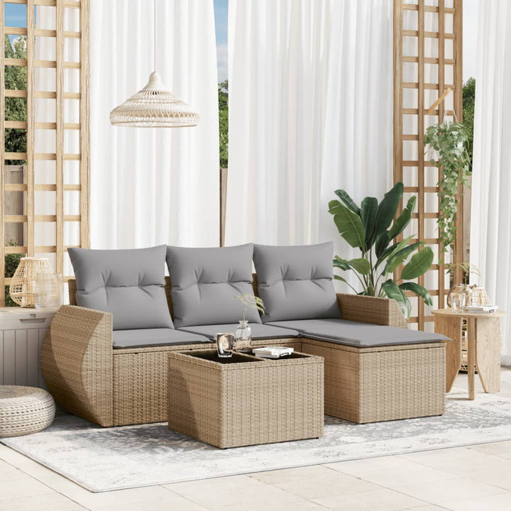 Set Mobilier De Grădină Cu Perne, 4 Piese, , Poliratan